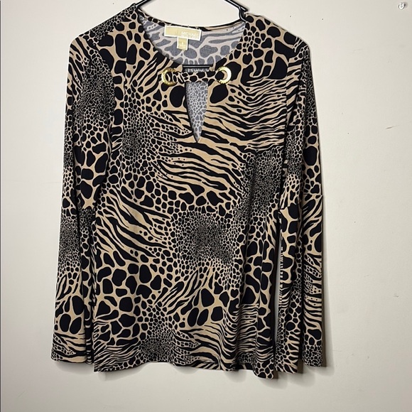 MICHAEL Michael Kors Tops - MICHAEL Michael Kors Black and Tan Animal Print Blouse